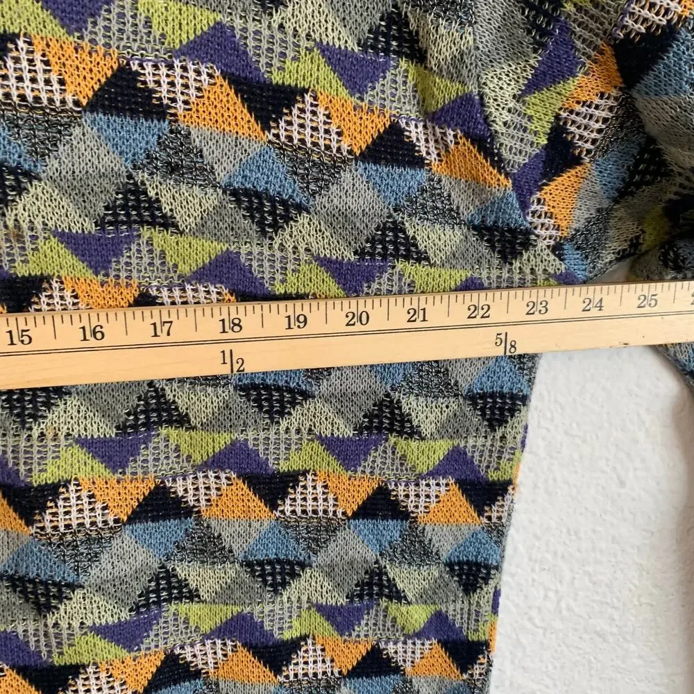 Pronto-Uomo Mens XL Merino Crew Neck Sweater Geometric Italy Winter Earthtones